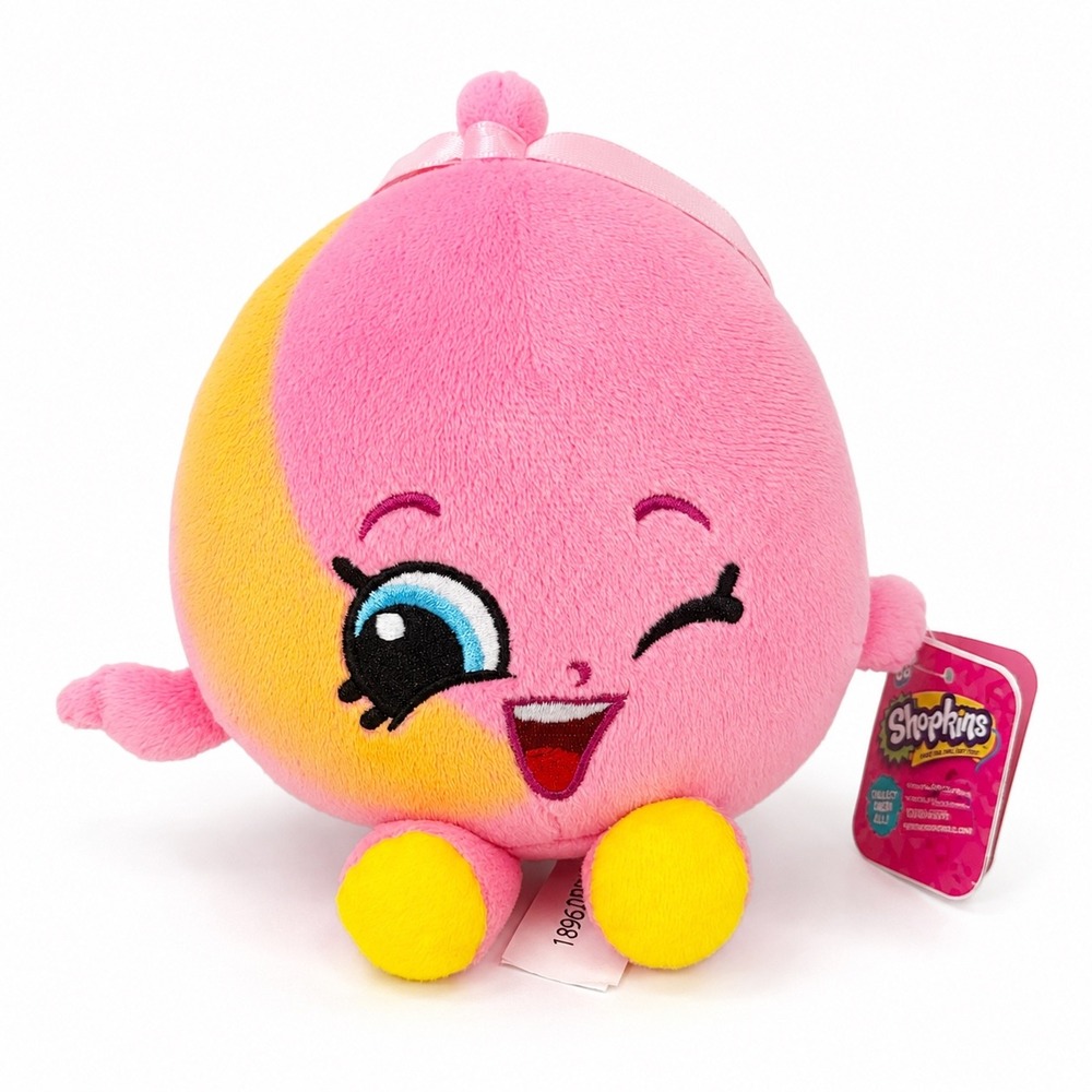 Shopkins Pink Winking Plush Clip Keychain Stuffed Toy Yellow Feet